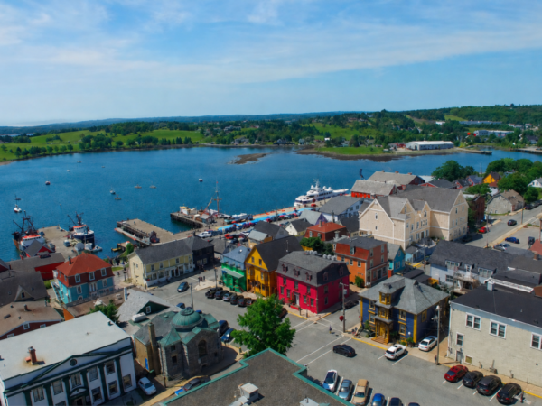 Aerial view with new siding on Hotel